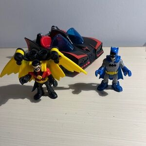 Imaginext DC Comics Robin Mobile Light Up Vehicle- Robin & Batman Action Figures